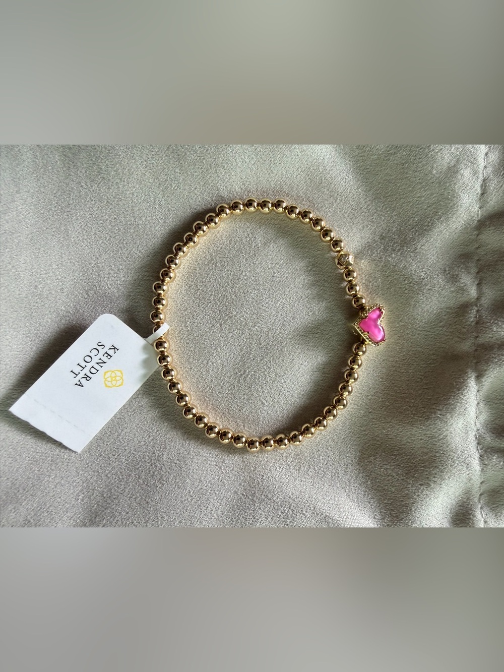 Kendra Scott Gold Beaded Bracelet Duo with Pink Heart Charms - Picture 5 of 8